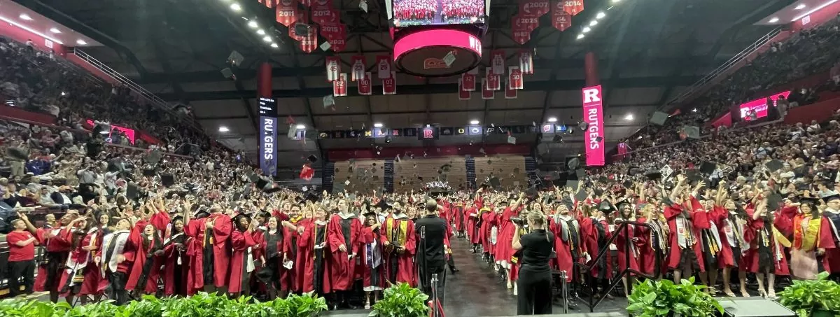 Students tossing caps at 2026 convocation